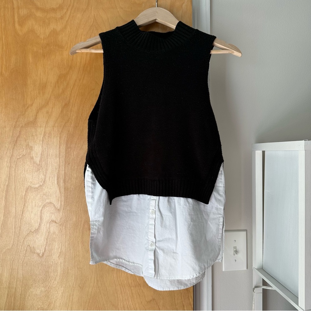Altar'd State Black and White Asymmetrical Blouse